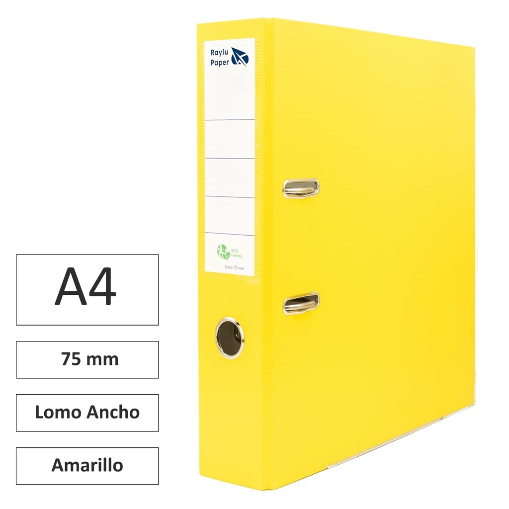 ARCHIVADOR RADO RAYLU  A4 LOMO ANCHO 75MM AMARILLO