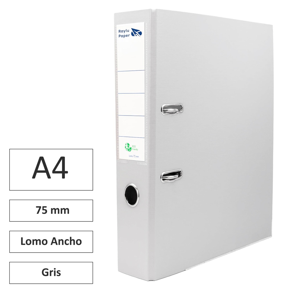 ARCHIVADOR RADO RAYLU  A4 LOMO ANCHO 75MM GRIS