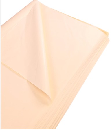 PAPEL SEDA RESMA 520H 50 × 75 CM 18 G CREMA (MANO 25 HOJAS)