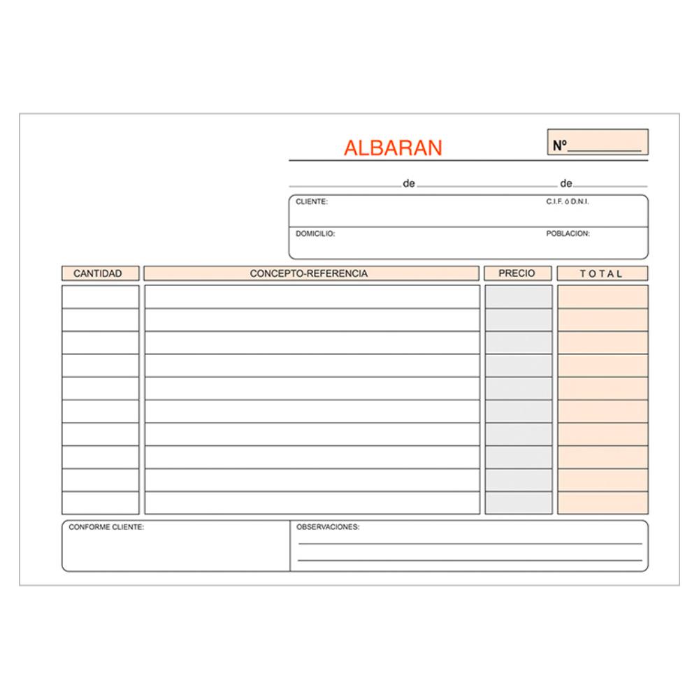 TALONARIO DE ALBARANES 4º APAISADO DUPLICADO AUTOCOPIANTE