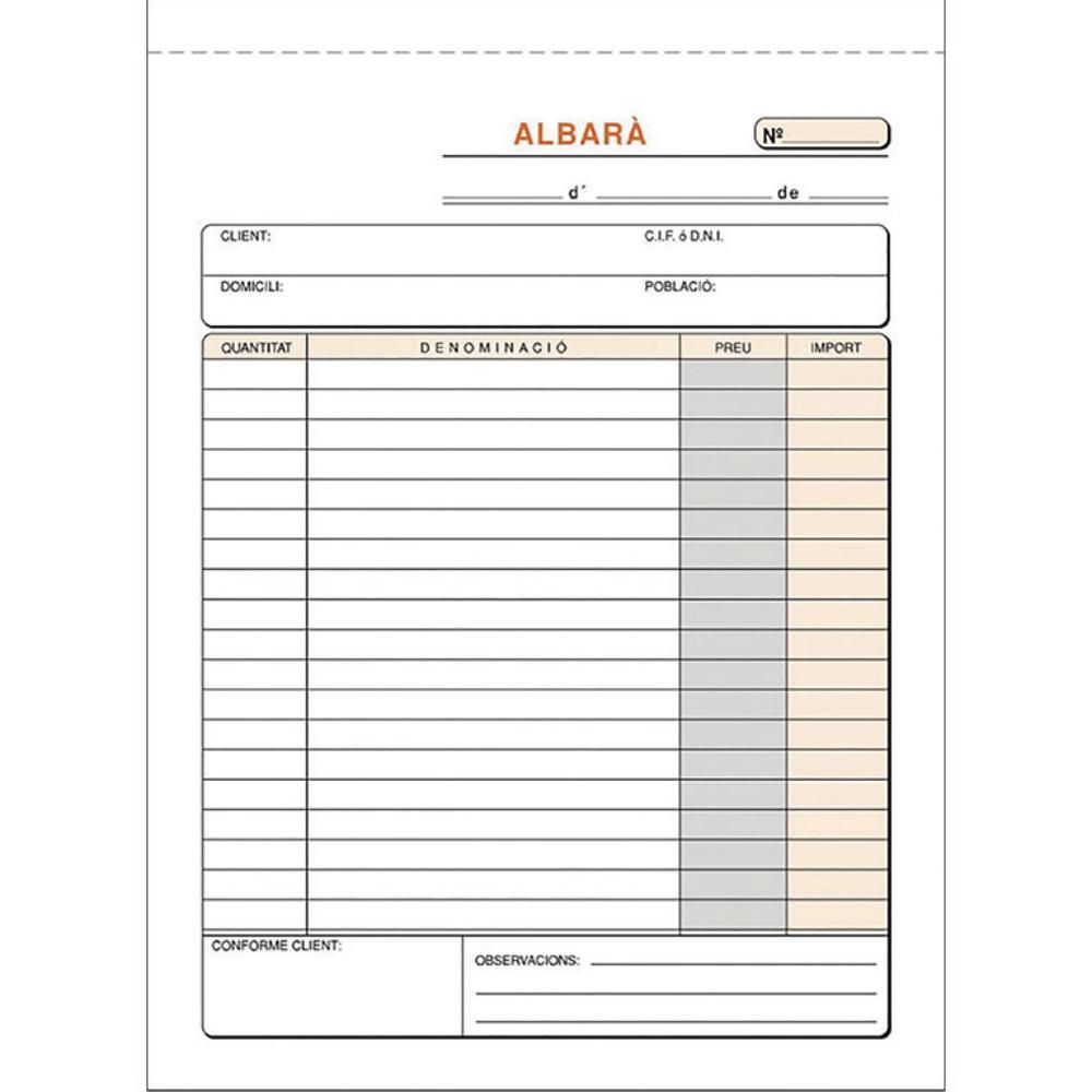 TALONARIO DE ALBARANES 4º DUPLICADO QUÍMICO – CATALÁN