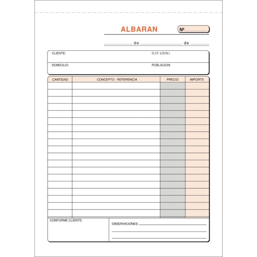 TALONARIO DE ALBARANES 4º NATURAL DUPLICADO AUTOCOPIANTE