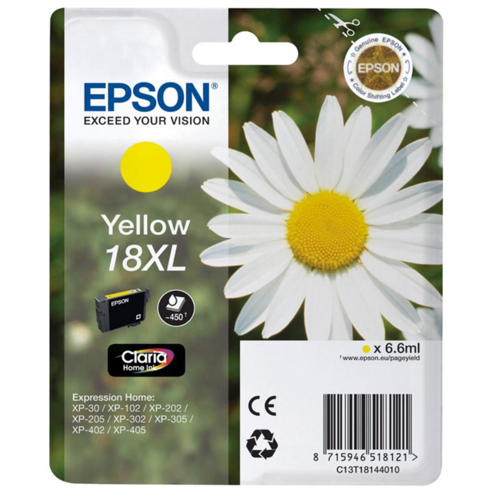 EPSON EXPRESSION HOME XP-102/205/215/305/405 CARTUCHO AMARILLO ALTA CAPACIDAD 18XL