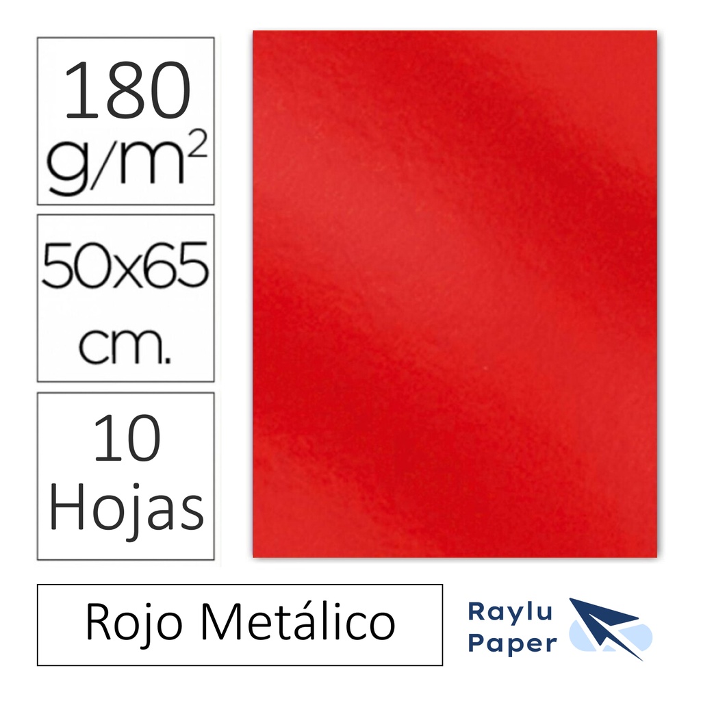 CARTULINA RAYLU 50×65CM 180 GRAMOS ROJO METALICO
