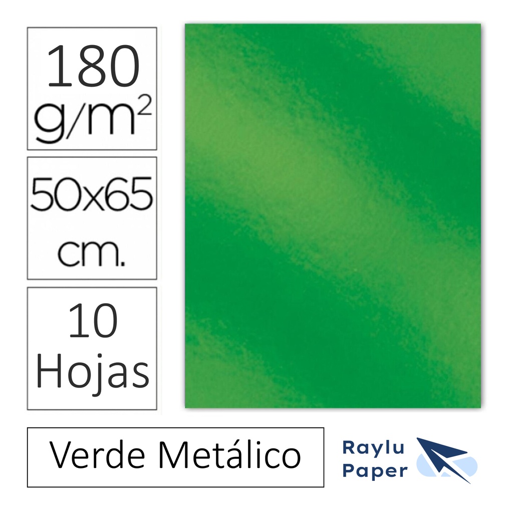 CARTULINA RAYLU  50×65CM 180 GRAMOS VERDE METALICO