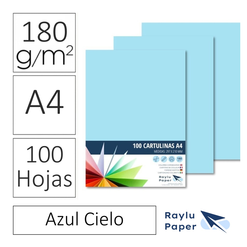 CARTULINA RAYLU PAPER A4 180 g/m² AZUL CIELO