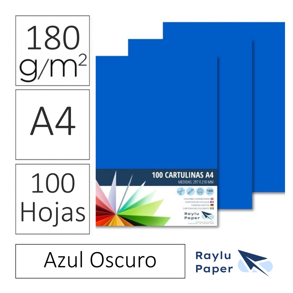 CARTULINA RAYLU PAPER A4 180 g/m² AZUL OSCURO