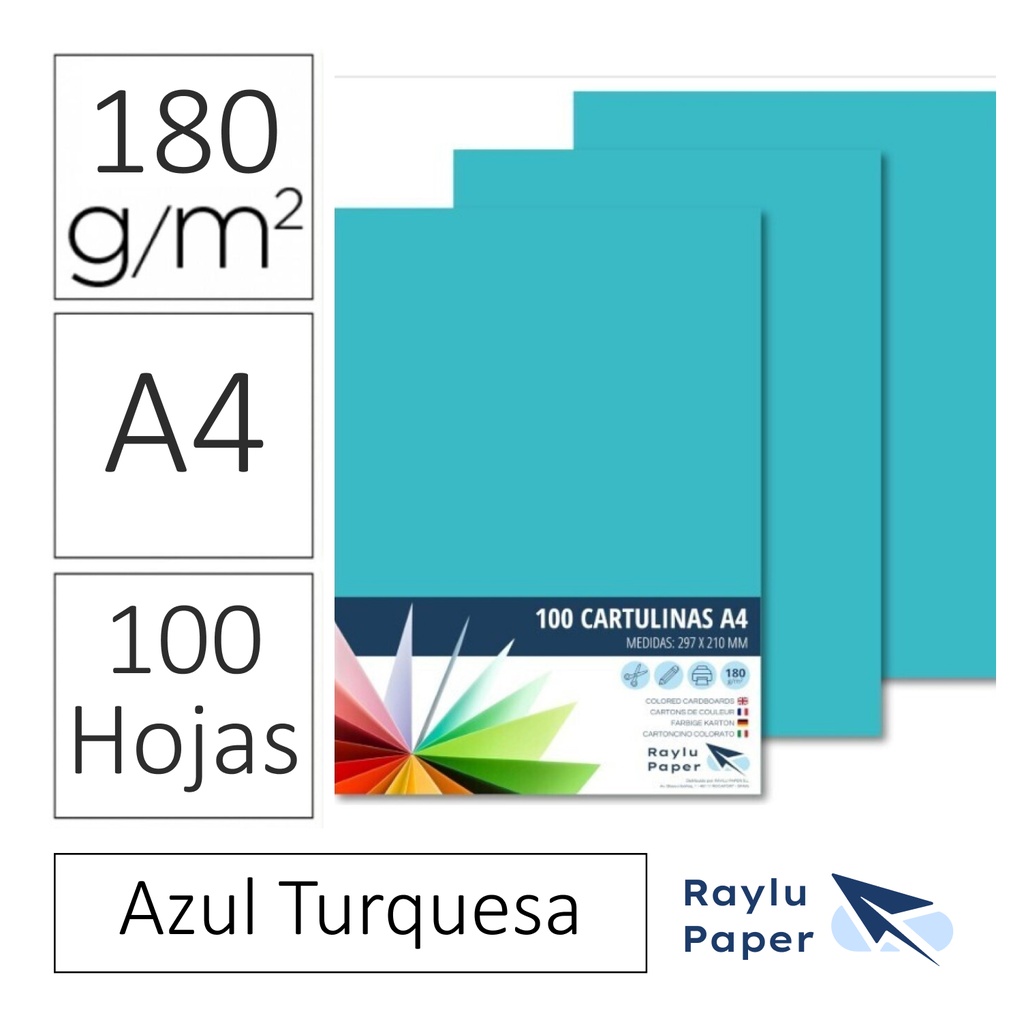 CARTULINA RAYLU PAPER A4 180 g/m² AZUL TURQUESA