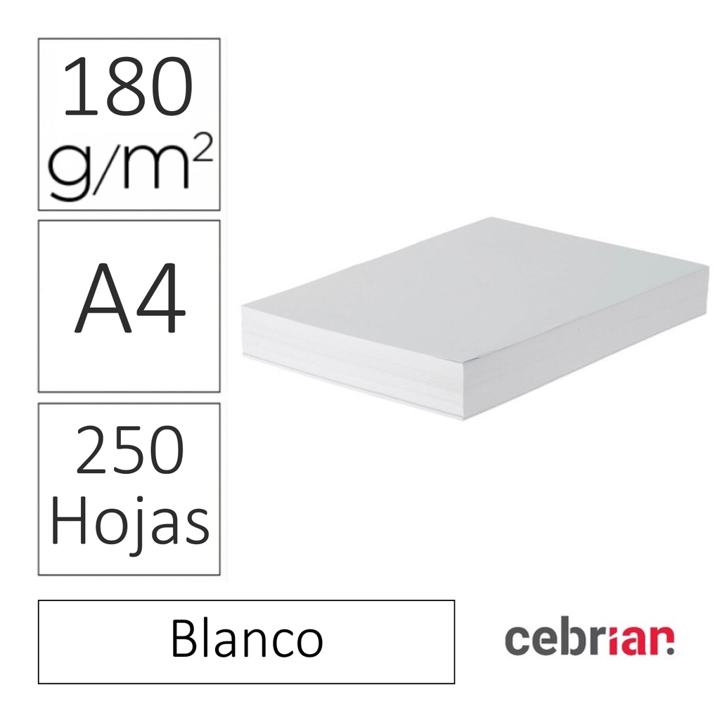 CARTULINAS RAYLU PAPER A4 180 g/m² (BLANCO ) · PACK 250 · CORTE LIMPIO · PH NEUTRO · APTAS PARA IMPRESIÓN