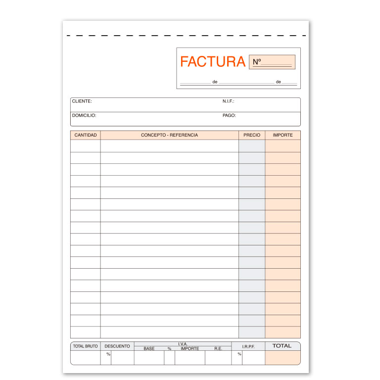 TALONARIO DE FACTURAS LOAN 4º NATURAL DUPLICADO AUTOCOPIANTE