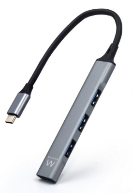EWENT HUB SLIM TIPO C 4 PUERTOS – USB-C A USB-A (1× USB 3.2 GEN1 + 3× USB 2.0)