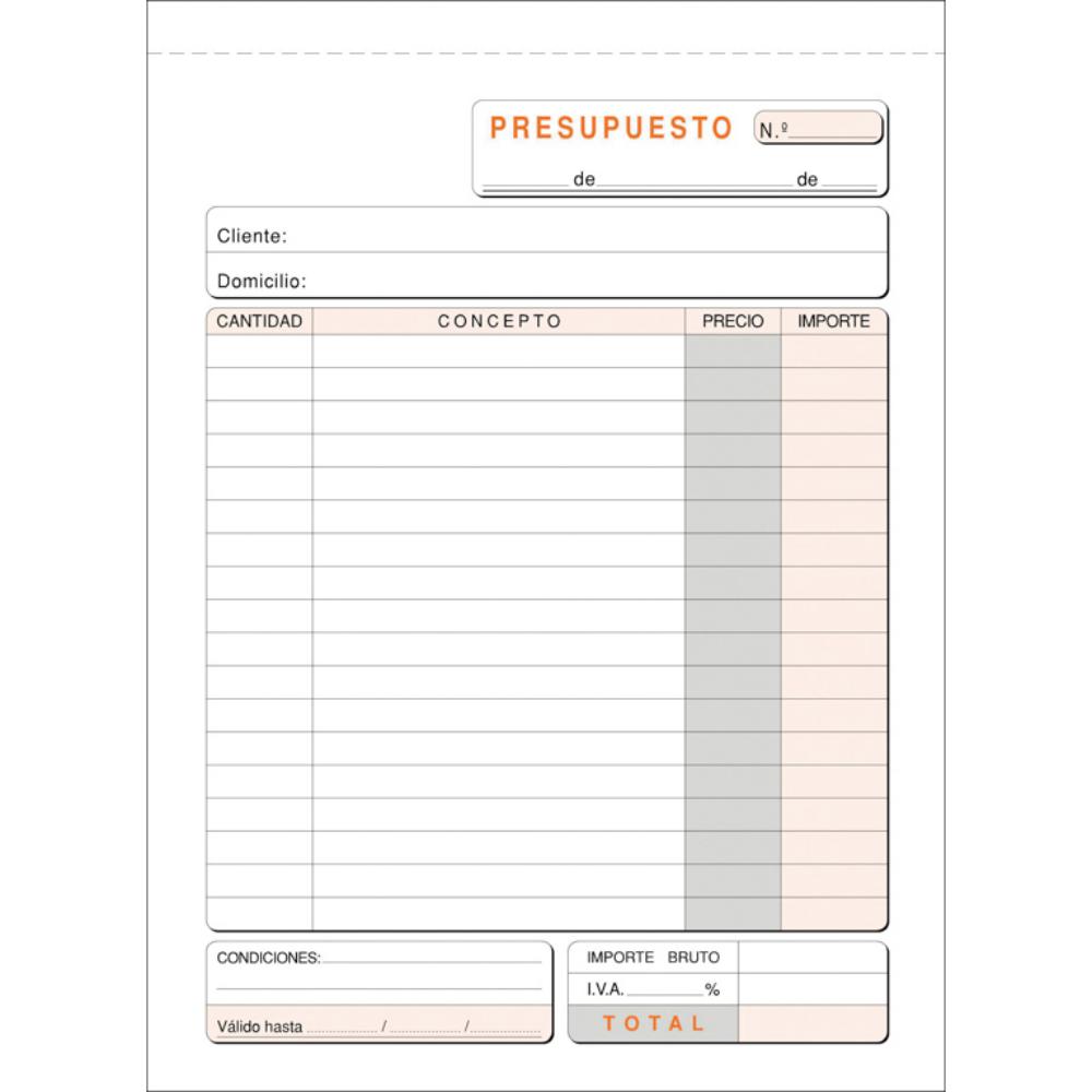 TALONARIO DE PRESUPUESTOS LOAN 4º NATURAL DUPLICADO AUTOCOPIANTE