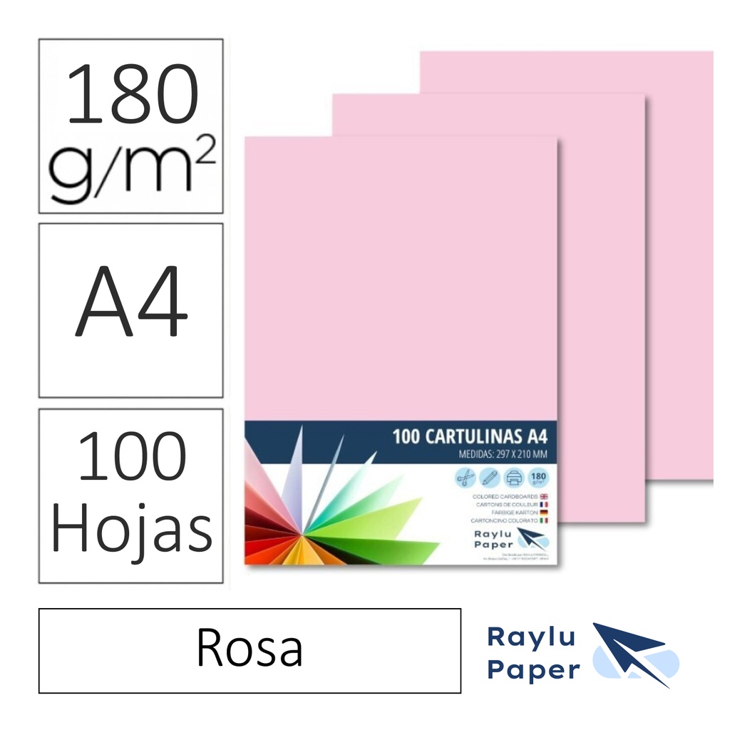 CARTULINA RAYLU PAPER A4 180 g/m² ROSA