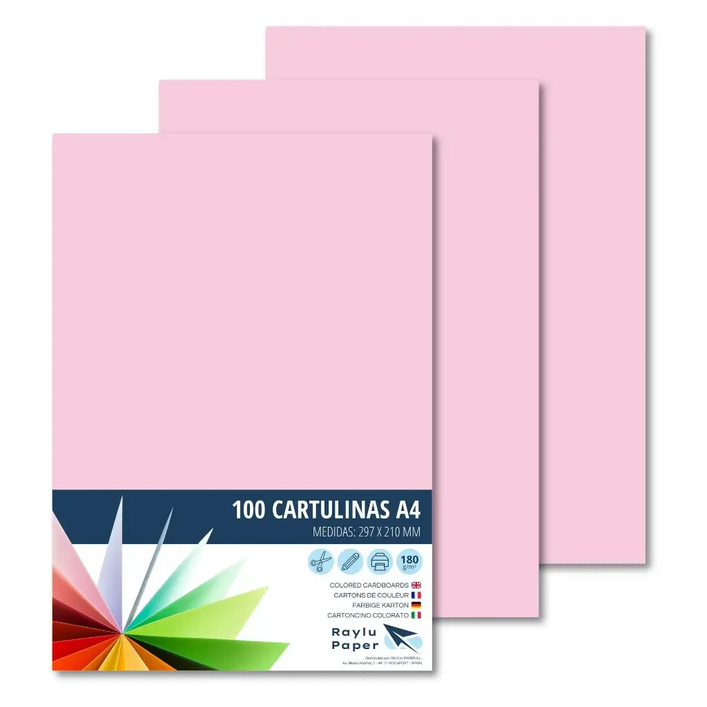 CARTULINA RAYLU PAPER A4 180 g/m² ROSA