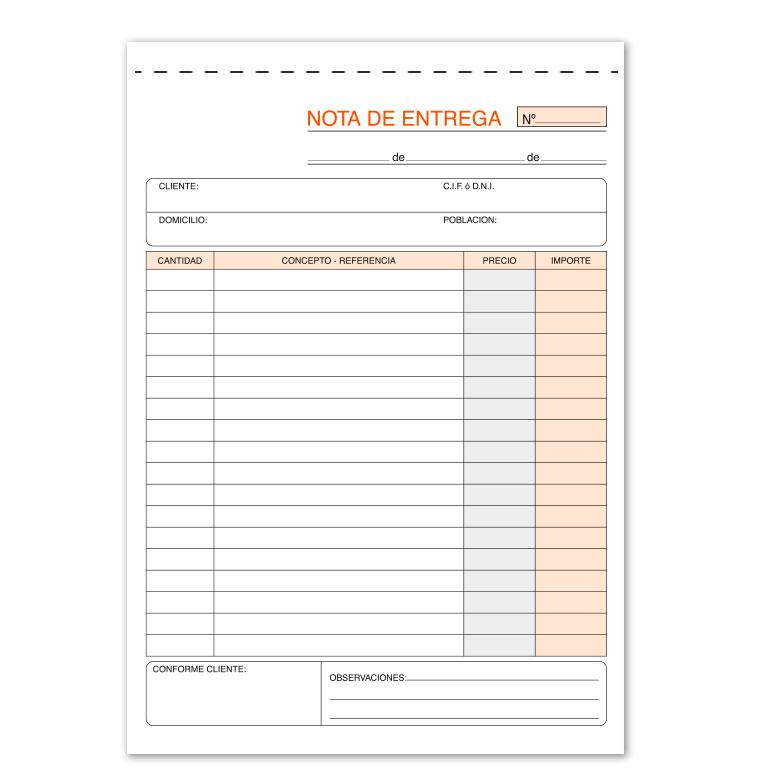 TALONARIO NOTAS DE ENTREGA 4º NATURAL TRIPLICADO AUTOCOPIANTE