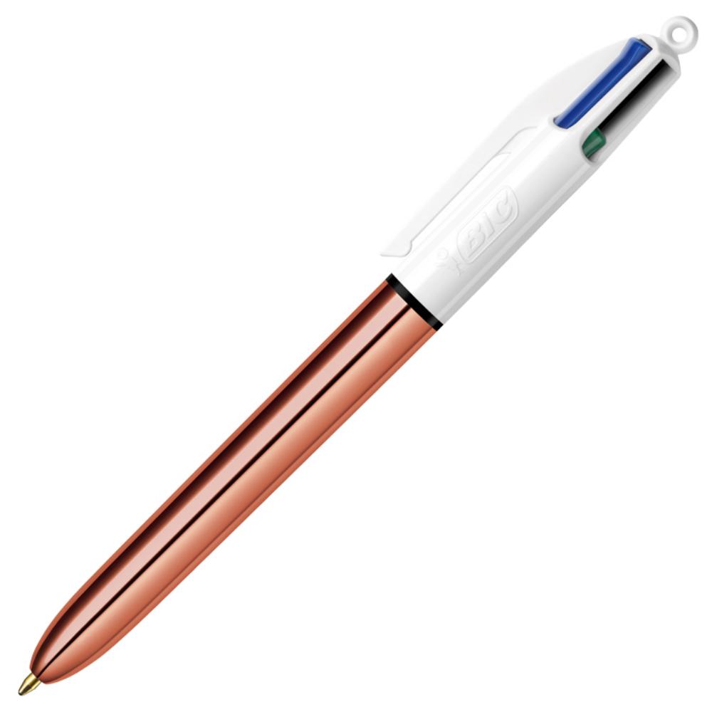 BOLÍGRAFO BIC 4 COLORES ROSE GOLD · TINTA ACEITE · PUNTA 1,0 MM · AZUL/NEGRO/ROJO/VERDE (PACK 12)