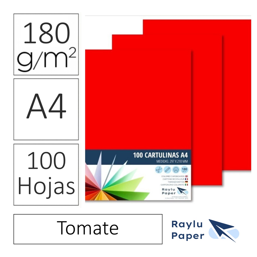 CARTULINA RAYLU PAPER A4 180 g/m² TOMATE 