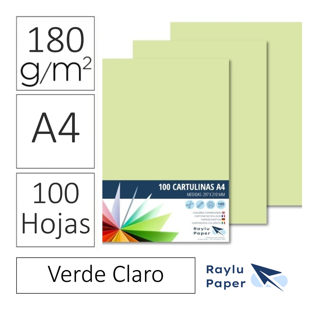 CARTULINA RAYLU PAPER A4 180 g/m² VERDE CLARO 