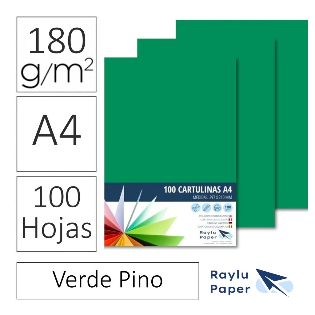 CARTULINA RAYLU PAPER A4 180 g/m² VERDE PINO  