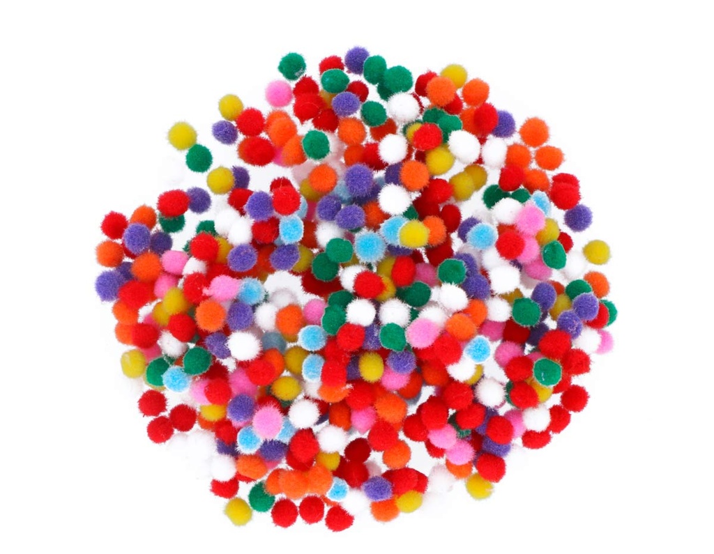 POMPONES MINI POLIPROPILENO MIX 5 MM BOLSA 500 UDS