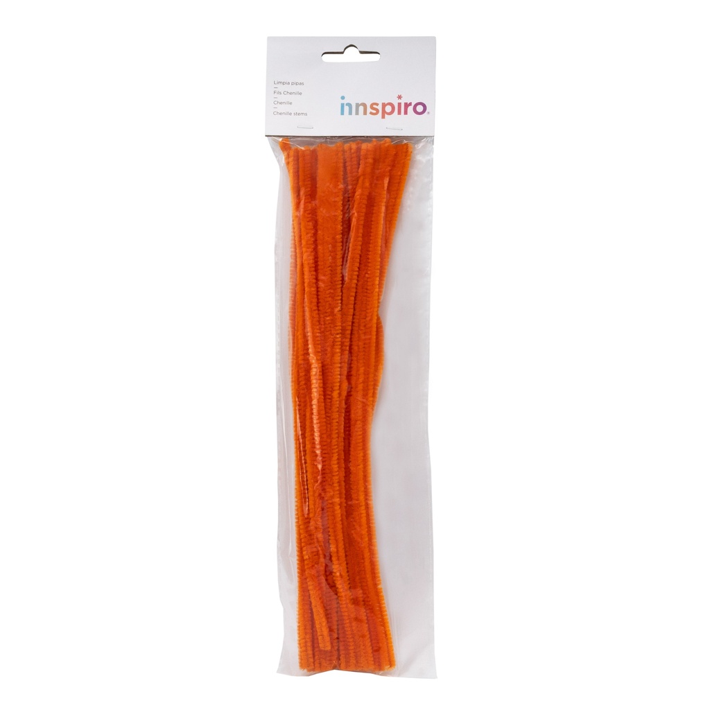 LIMPIAPIPAS CHENILLA NARANJA 4MM X 30CM – PACK 50U