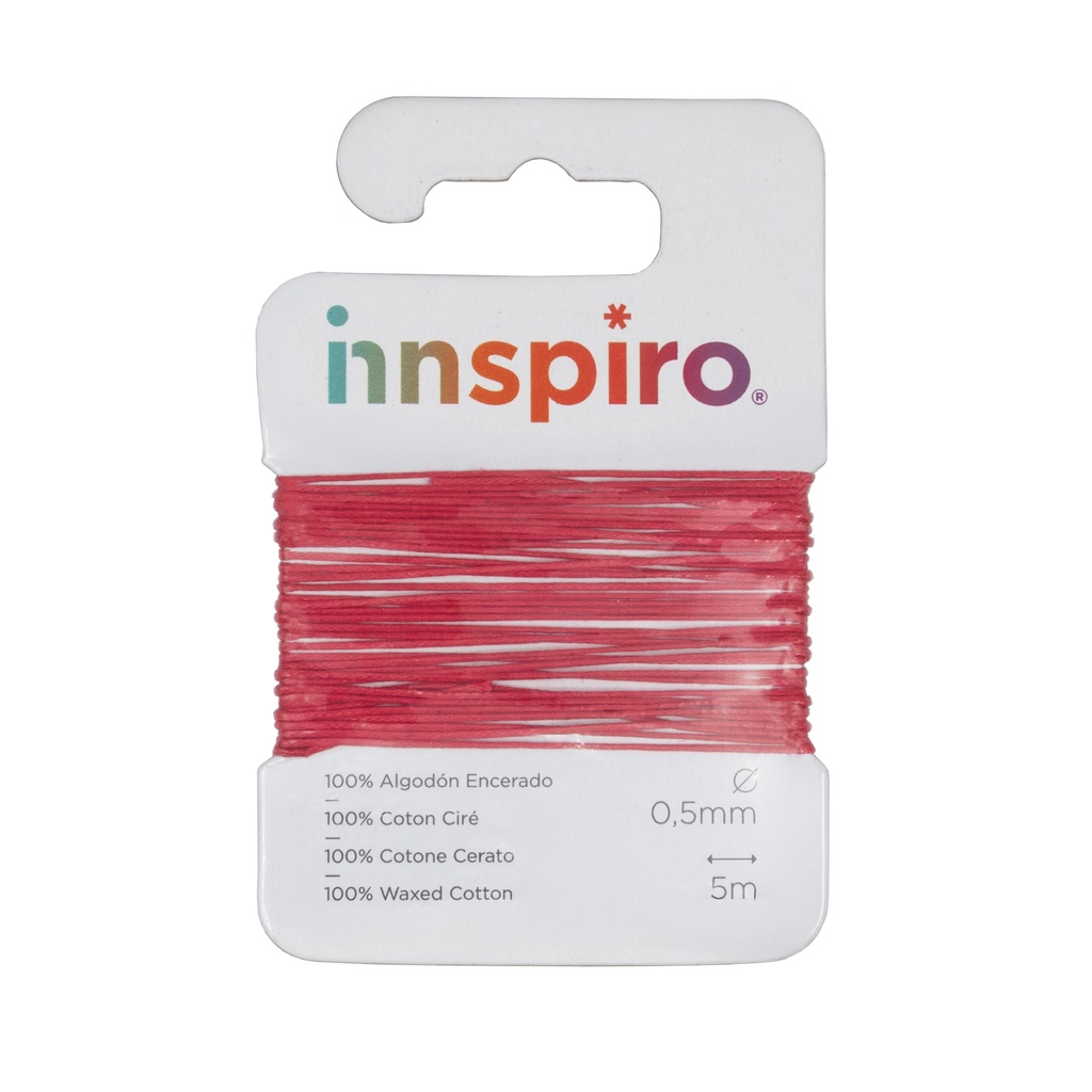 CORDÓN DE ALGODÓN ENCERADO FINO 0,5 MM  FUCSIA– 5 M (INNSPIRO, REF. 220010)