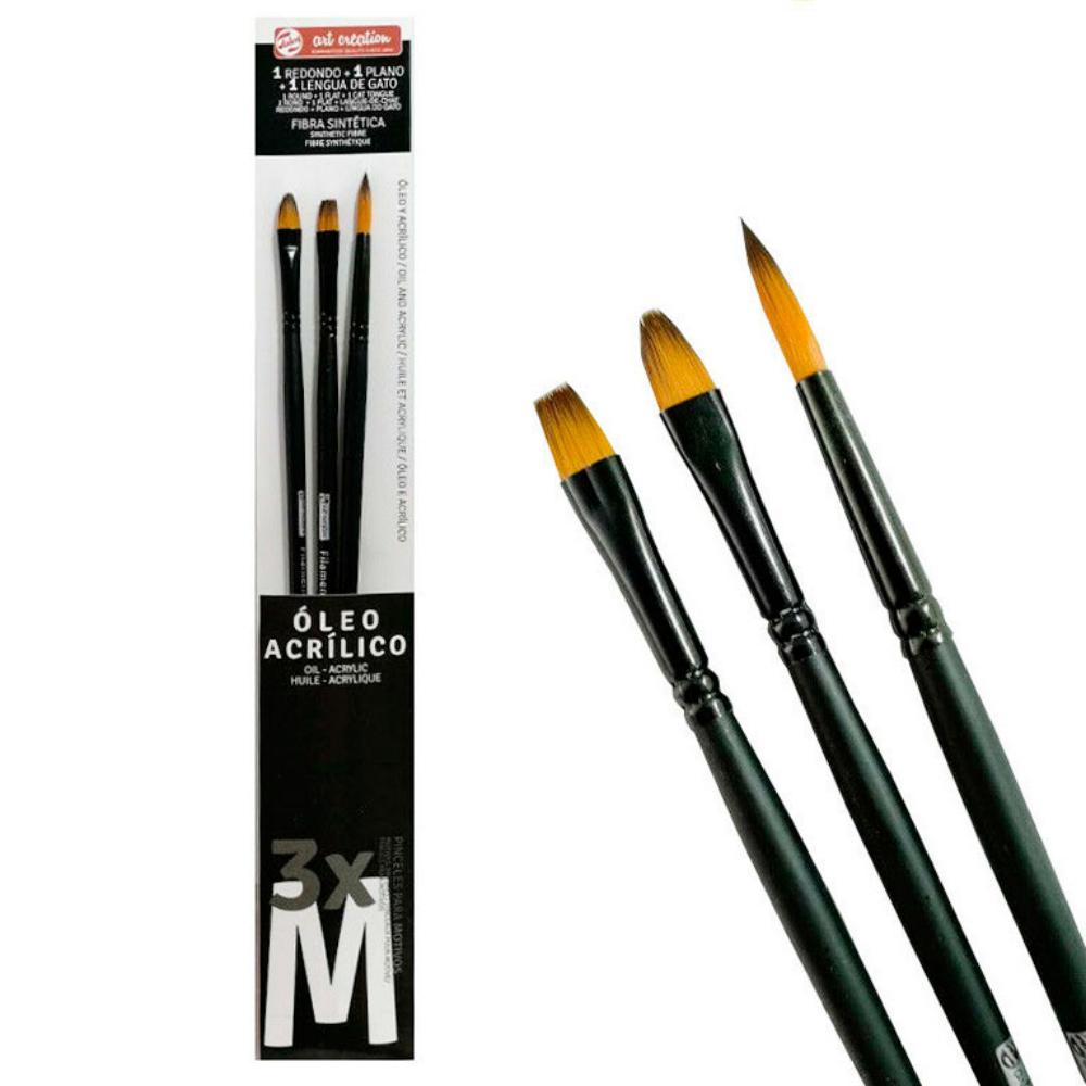PINCELES TALENS ART CREATION – ACRÍLICO/ÓLEO – PACK 3 UNIDADES (M)