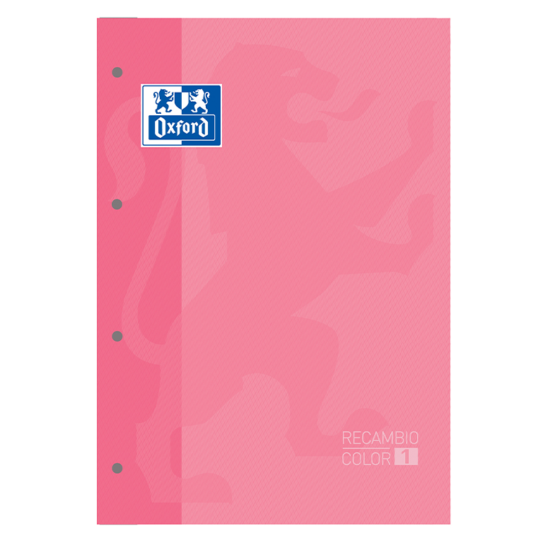 RECAMBIO COLOR 1 – DIN A4+, 80 HOJAS, 90 G, CUADRO 5 MM, 4 TALADROS, ROSA CHICLE