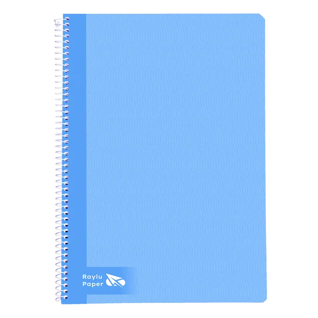 BLOC ESPIRAL FOLIO TAPA DURA 80 HOJAS 70 GRAMOS CUADRO 4MM AZUL CLARO RAYLU