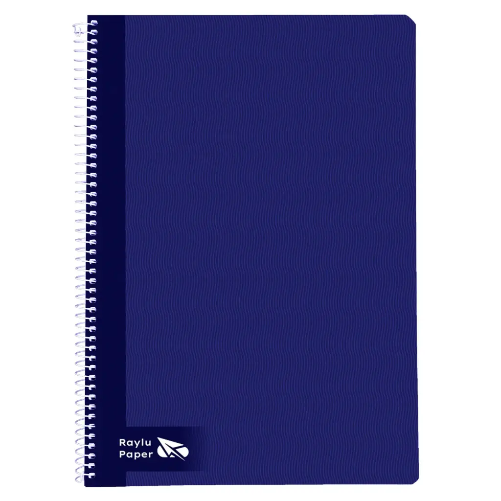 BLOC ESPIRAL FOLIO TAPA DURA 80 HOJAS 70 GRAMOS CUADRO 4MM AZUL OSCURO RAYLU