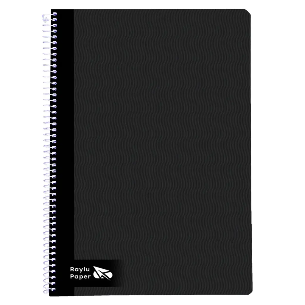 BLOC ESPIRAL FOLIO TAPA DURA 80 HOJAS 70 GRAMOS CUADRO 4MM NEGRO RAYLU