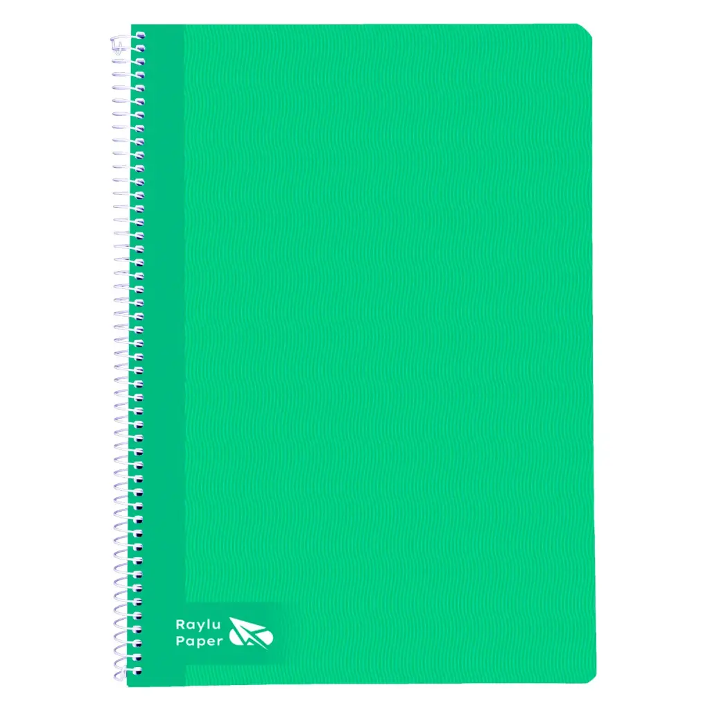 BLOC ESPIRAL FOLIO TAPA DURA 80 HOJAS 70 GRAMOS CUADRO 4MM VERDE RAYLU