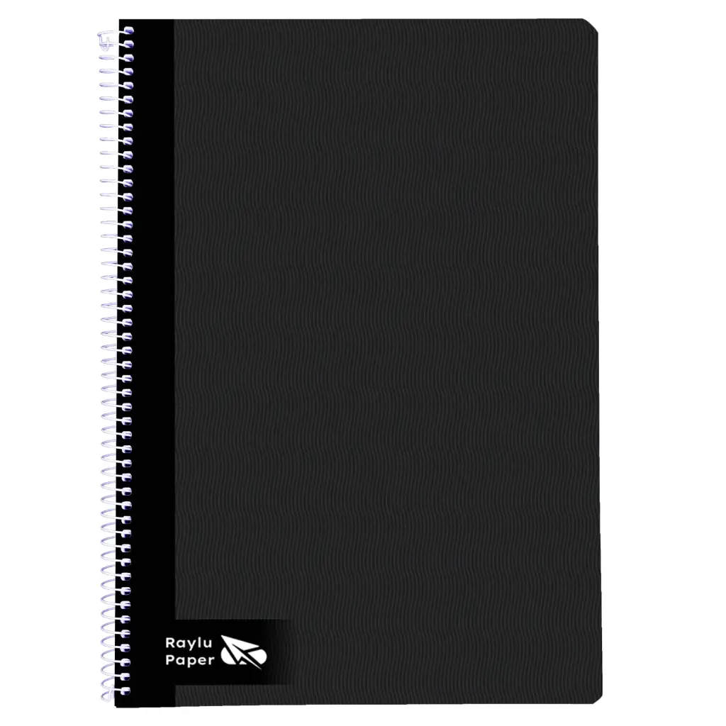 BLOC ESPIRAL FOLIO TAPA DURA 80 HOJAS 70 GRAMOS PAUTA 3,5MM NEGRO RAYLU