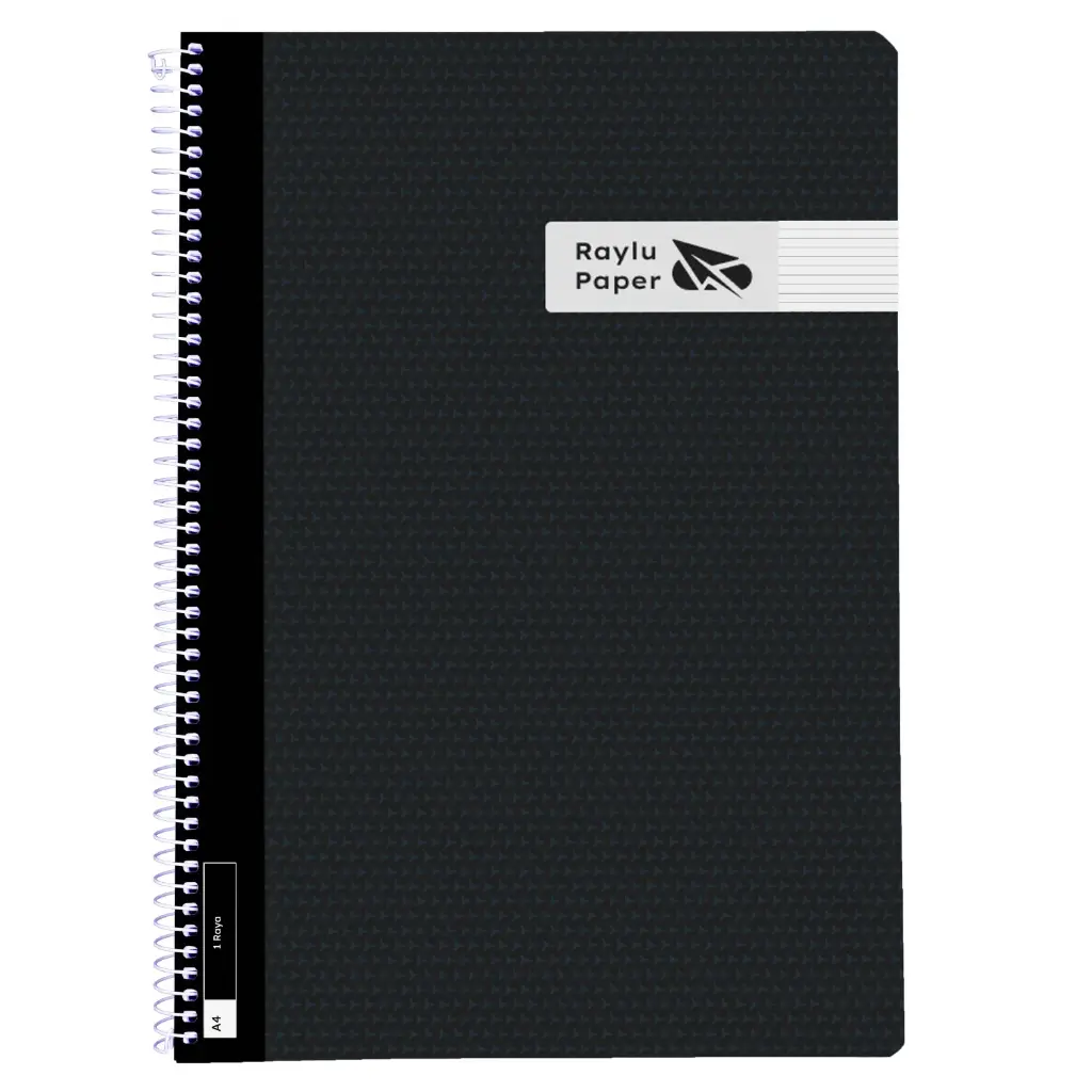 BLOC ESPIRAL FOLIO TAPA PLASTICO 80 HOJAS 90 GRAMOS HORIZONTAL NEGRO RAYLU