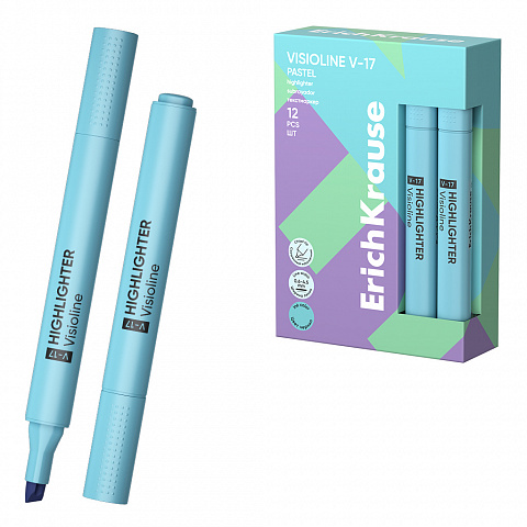 MARCADOR FLUORESCENTE ERICHKRAUSE AZUL PASTEL V-17 PUNTA BISELADA