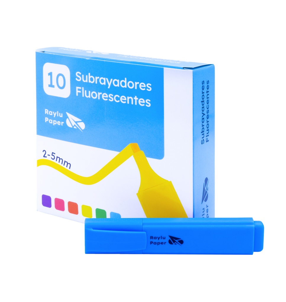 MARCADOR FLUORESCENTE RAYLU RAYLIGHT – PUNTA BISELADA 2–5 MM – AZUL – CAJA 10 UDS