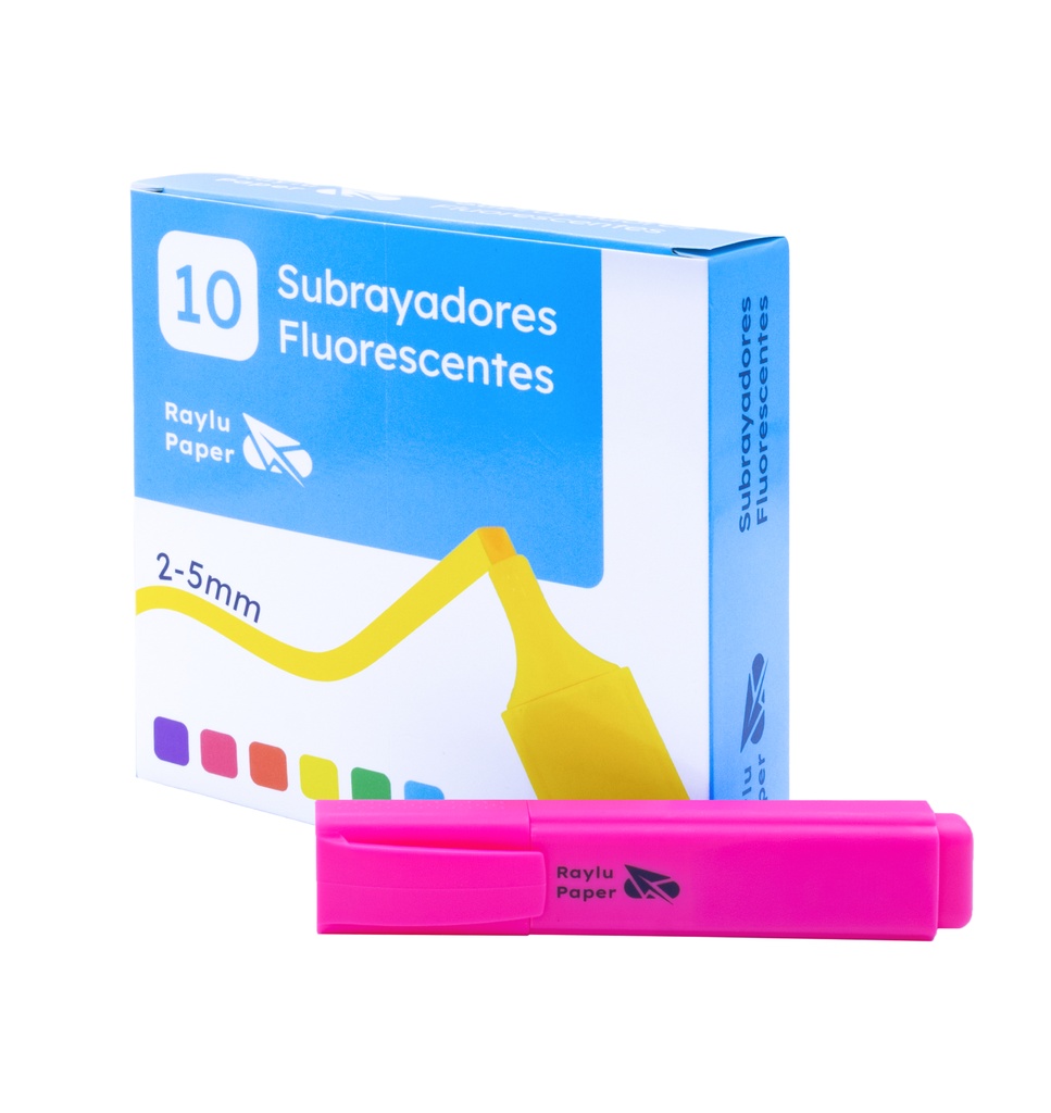 MARCADOR FLUORESCENTE RAYLU RAYLIGHT – PUNTA BISELADA 2–5 MM – ROSA – CAJA 10 UDS