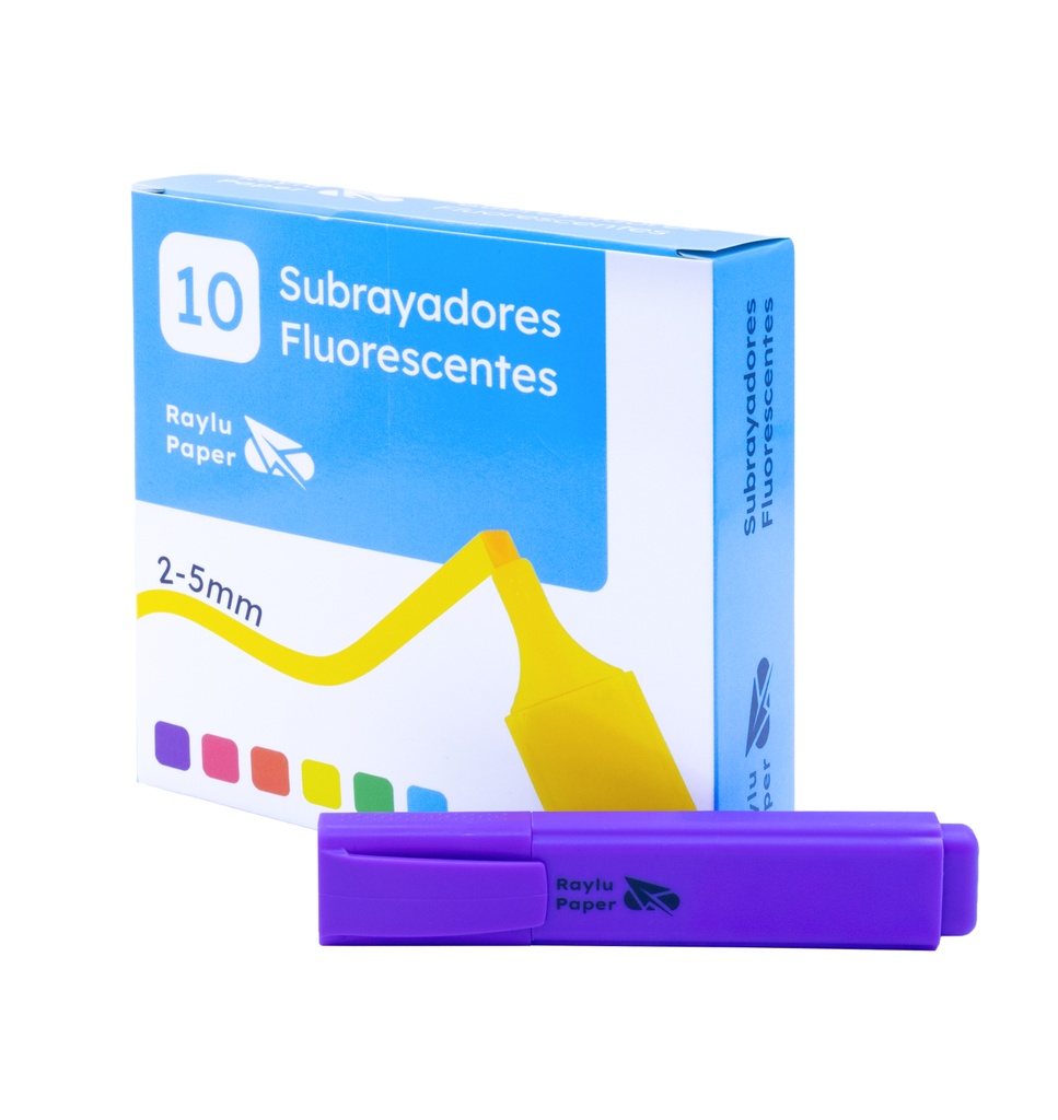 MARCADOR FLUORESCENTE RAYLU RAYLIGHT – PUNTA BISELADA 2–5 MM – VIOLETA – CAJA 10 UDS