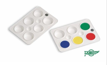 PALETA ACUARELA PLÁSTICO RECTANGULAR 6 DEPARTAMENTOS ( F763)