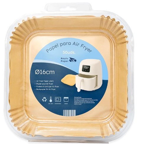 PAPEL FREIDORA DE AIRE RAYLU PAPER CUADRADO 16 CM – 50 UDS