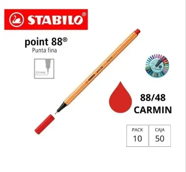 ROTULADOR STABILO POINT 88 CARMIN 