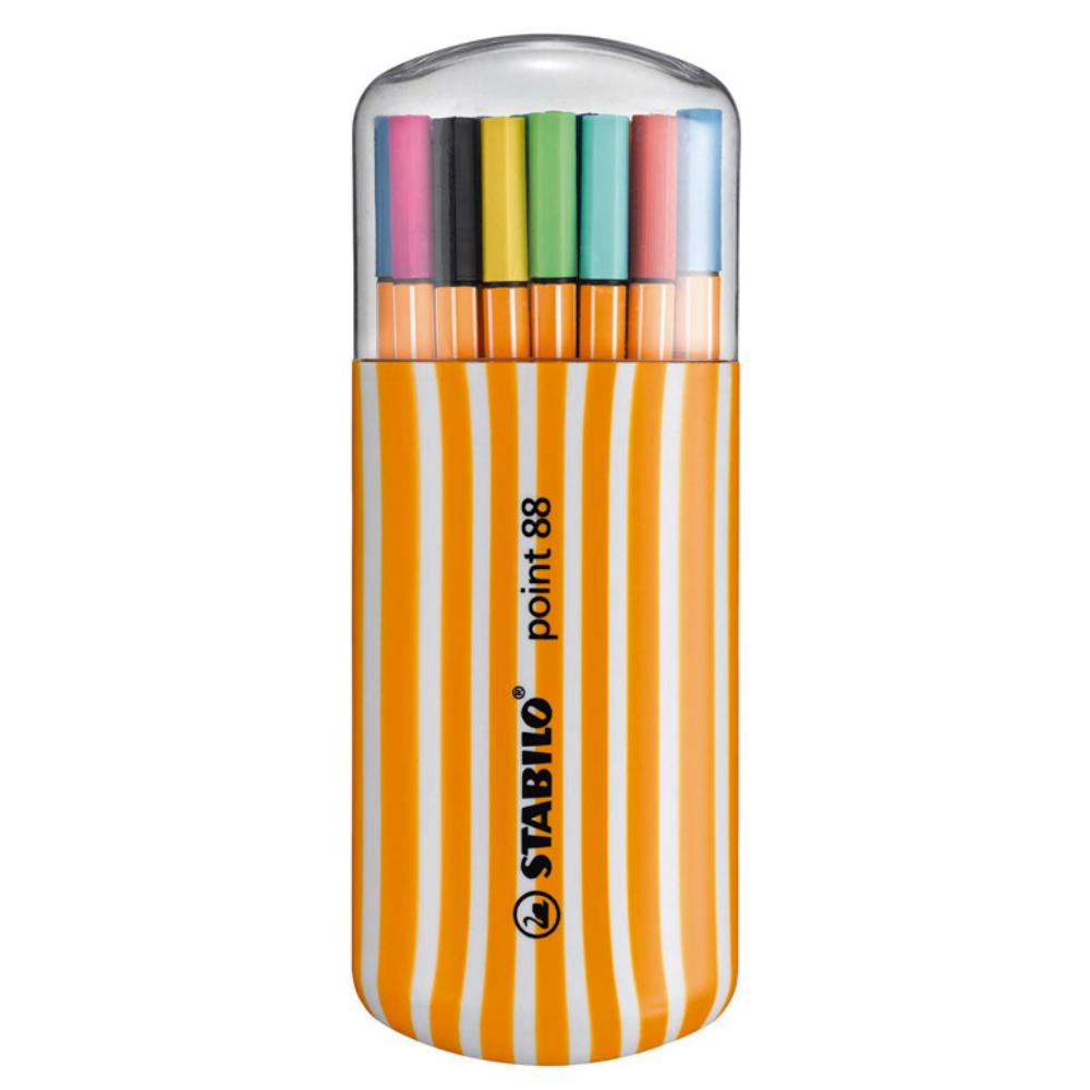 ROTULADOR STABILO POINT 88 ZEBRUI – ESTUCHE 20 ROTULADORES – COLORES SURTIDOS – PUNTA FINA 0,4 MM