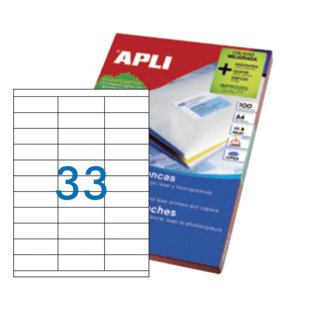APLI ETIQUETAS BLANCAS PERMANENTES 70 X 25,4 MM | 100 HOJAS (3.300 ETIQUETAS)