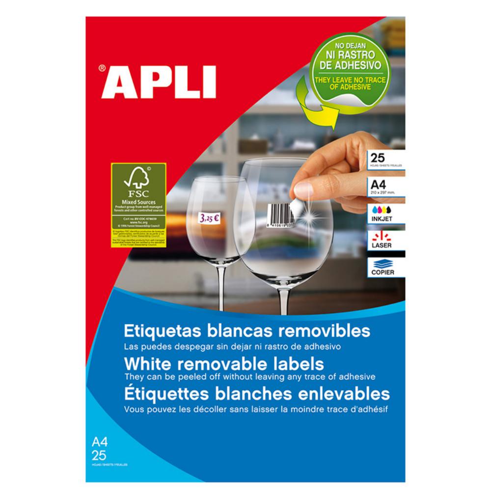 APLI ETIQUETAS BLANCAS REMOVIBLES JOYERÍA 45 X 8 MM | 25 HOJAS (2.200 ETIQUETAS)