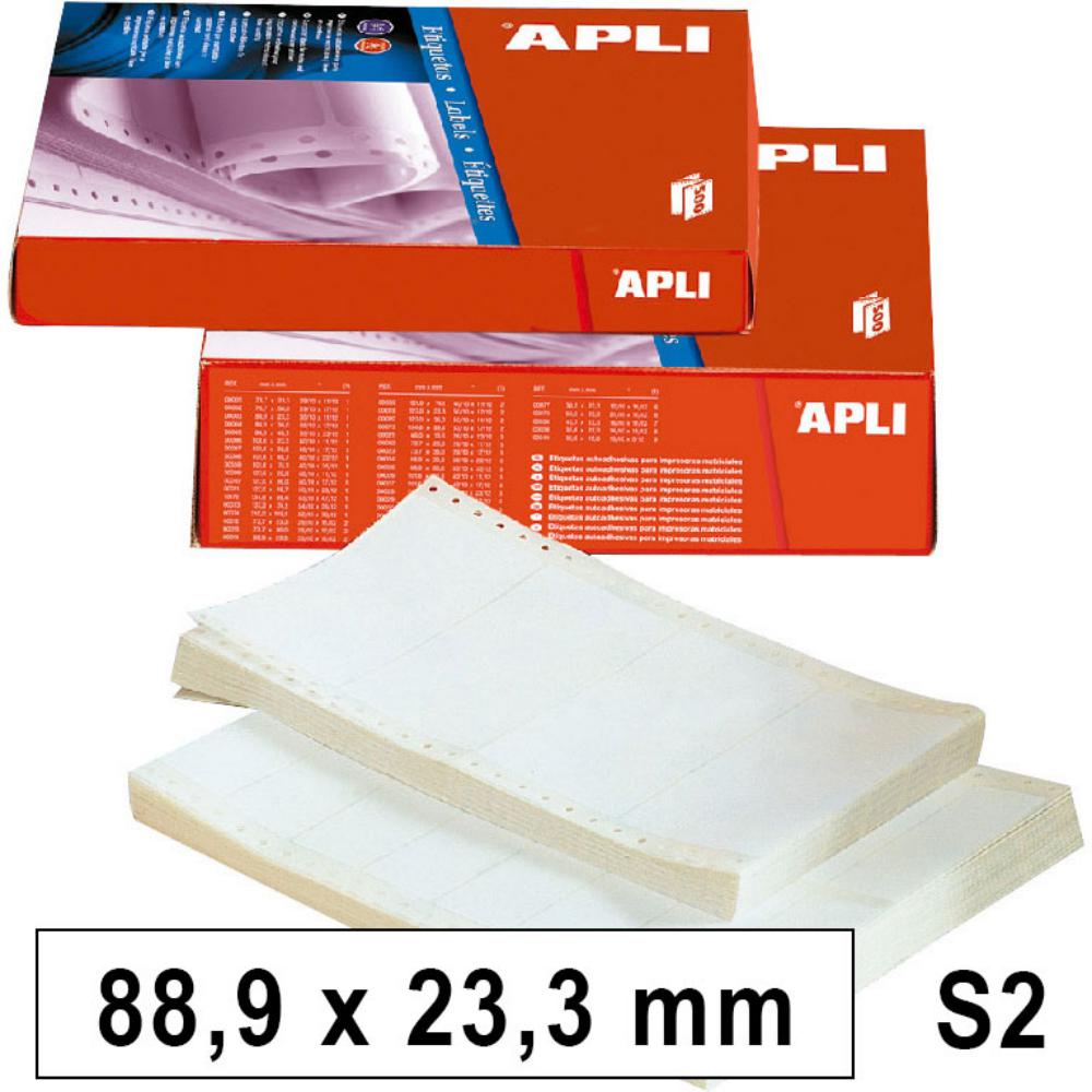 APLI ETIQUETAS EN CONTINUO 88,9 X 23,3 MM SALIDA 2 | CAJA 12.000 ETIQUETAS (500 HOJAS)
