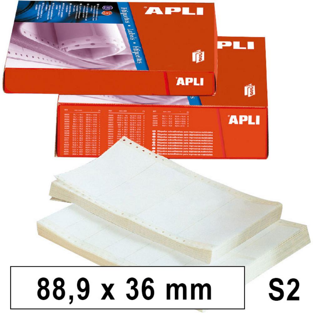APLI ETIQUETAS EN CONTINUO 88,9 X 36,0 MM SALIDA 2 | CAJA 8.000 ETIQUETAS (500 HOJAS)