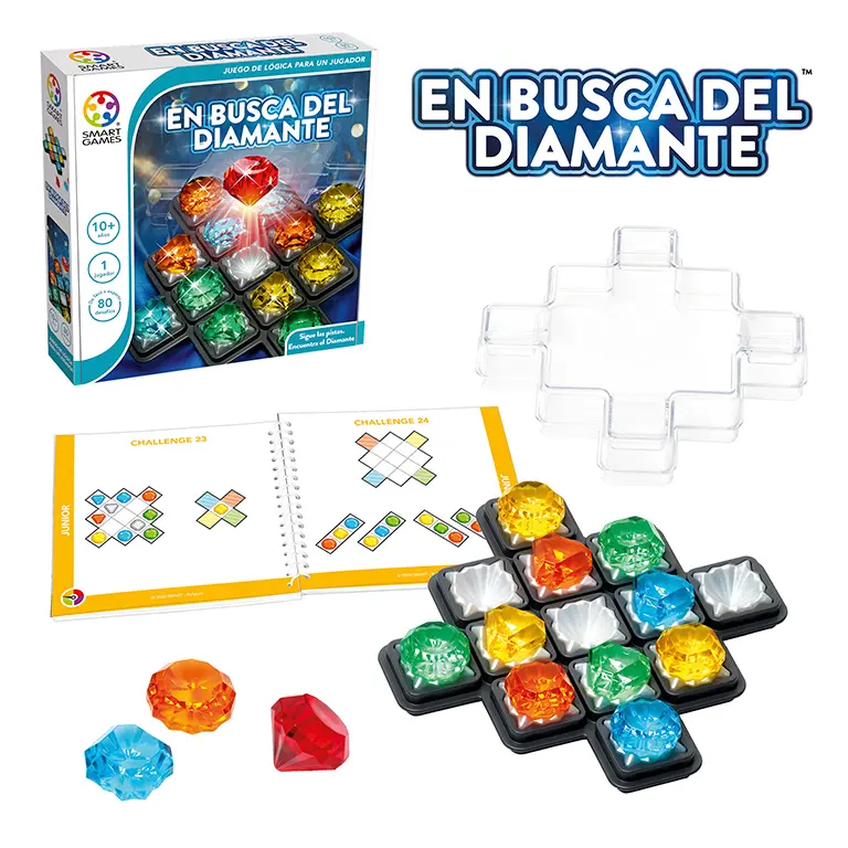 JUEGO LUDILO SMARTGAMES – EN BUSCA DEL DIAMANTE – JUEGO DE LÓGICA Y DEDUCCIÓN CON 80 RETOS (+8 AÑOS, 1 JUGADOR)