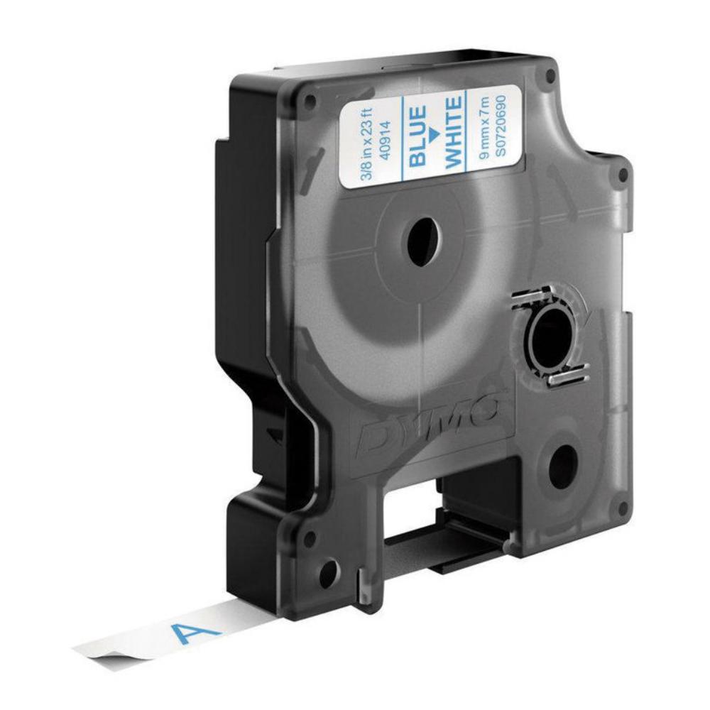 CINTA DYMO D1 9 MM × 7 M · AZUL/BLANCO · TRANSFERENCIA TÉRMICA · PET (POLIÉSTER) · ADHESIVO PERMANENTE