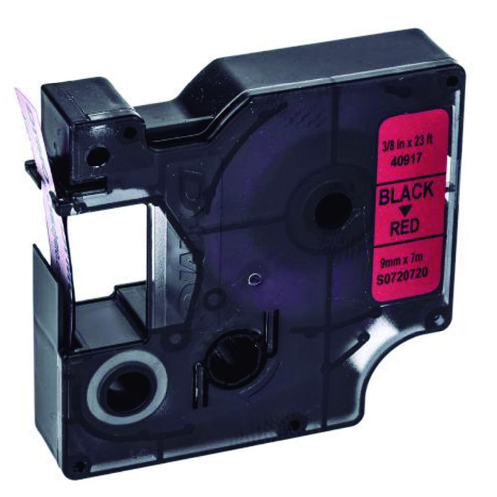 CINTA DYMO D1 9 MM × 7 M · NEGRO/ROJO · TRANSFERENCIA TÉRMICA · PET (POLIÉSTER) · ADHESIVO PERMANENTE