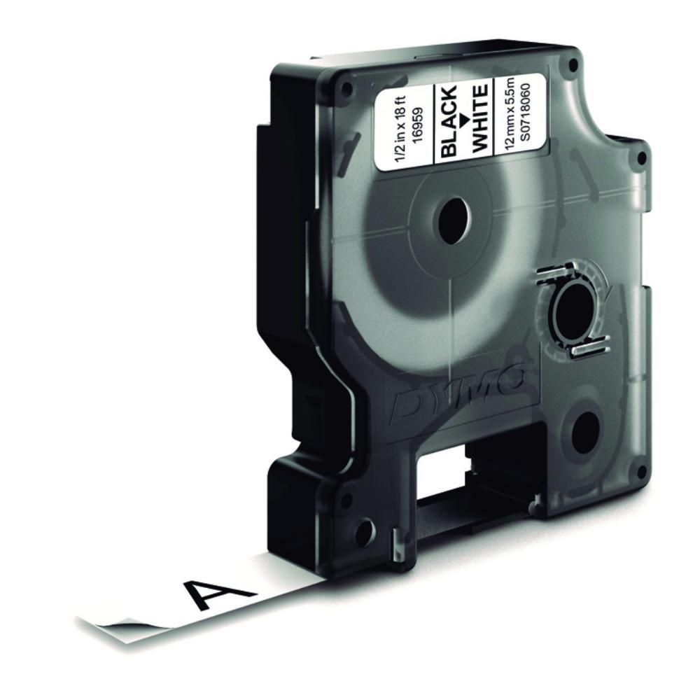 CINTA DYMO D1 POLIÉSTER PERMANENTE 12MM×5,5M NEGRO/BLANCO